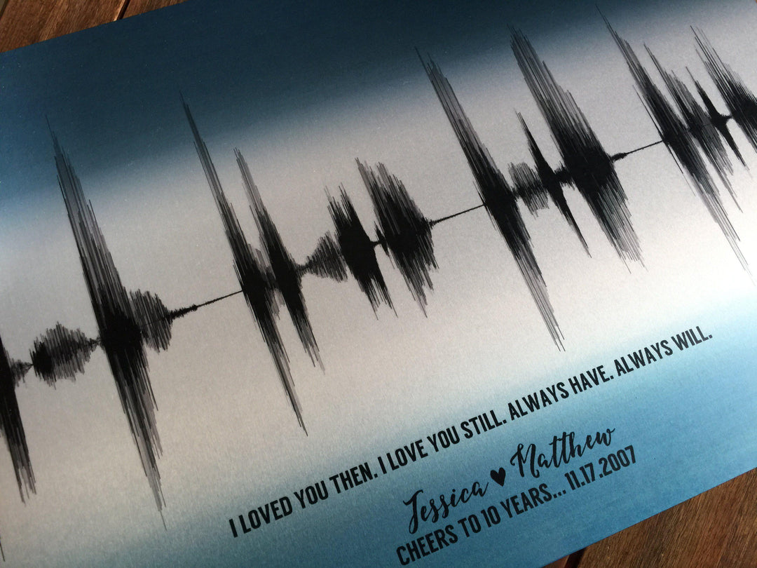 11 Year Steel Anniversary Gift Sound Wave Art