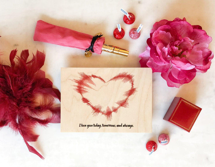 5th Anniversary Gift Heart Shaped Sound Wave Art on Wood Wood Artsy Voiceprint 